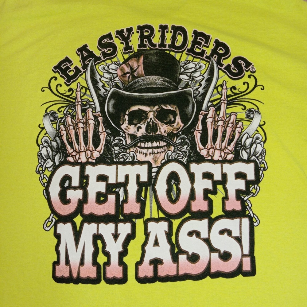 Easyriders Get Off My A** Men's‎ Short Sleeve T-Shirt Neon Green XL